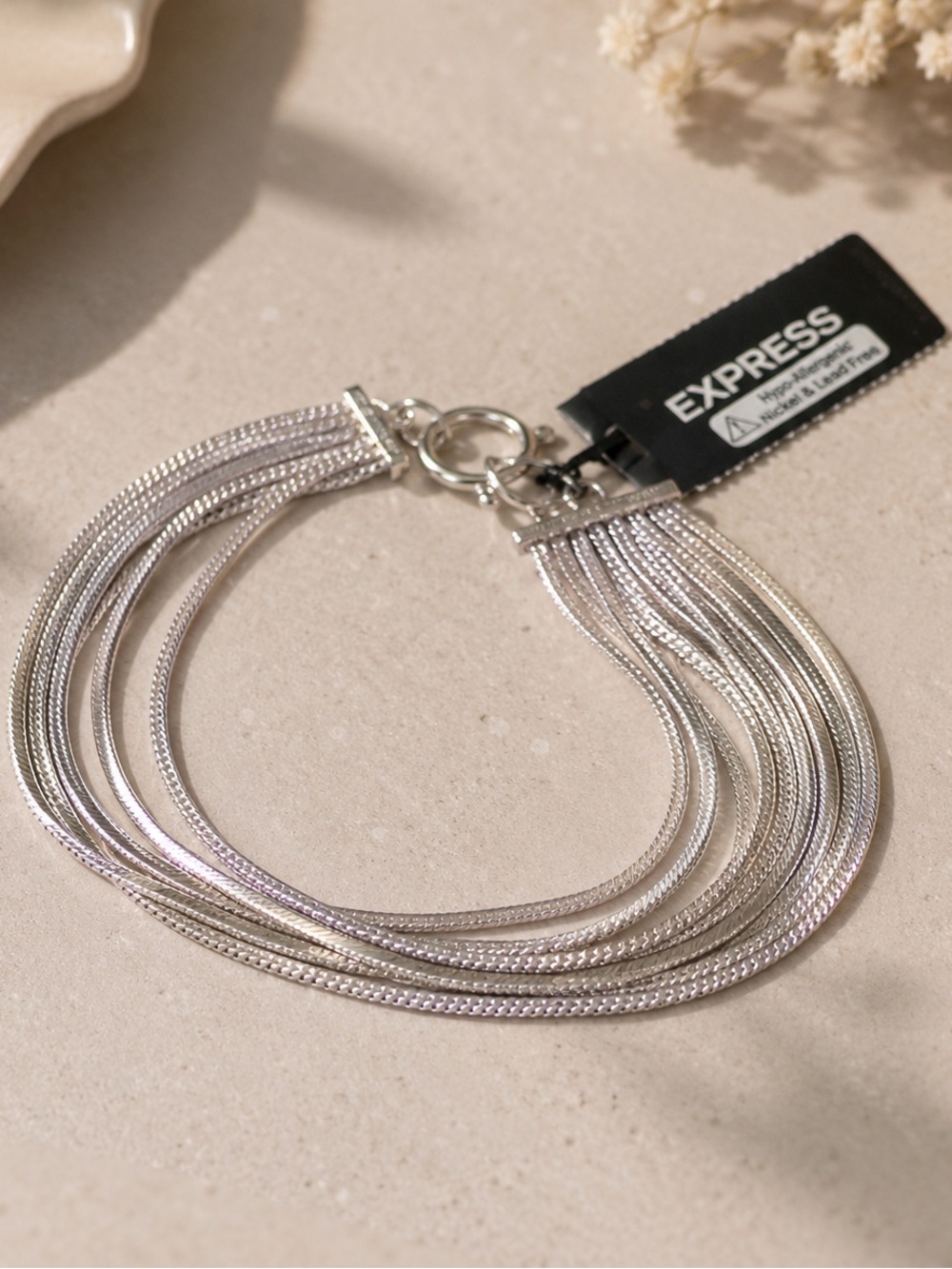 Express Silver Multi-Strand Snake Chain Bracelet